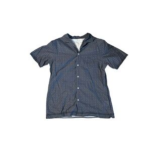 $280 Officine Generale Women’s Blue Cotton Button-Front Collared Shirt Top M